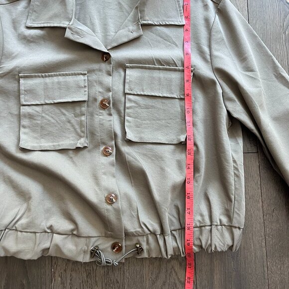 Onedreamer Army Green Cropped Safari Jacket Size XS Lightweight Utility Layer - Picture 6 of 6